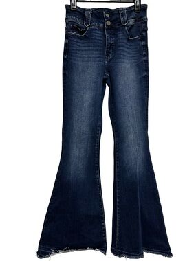 BKE Parker High Rise Super Flare Denim Jeans Size 26 Dark Wash 34” Inseam